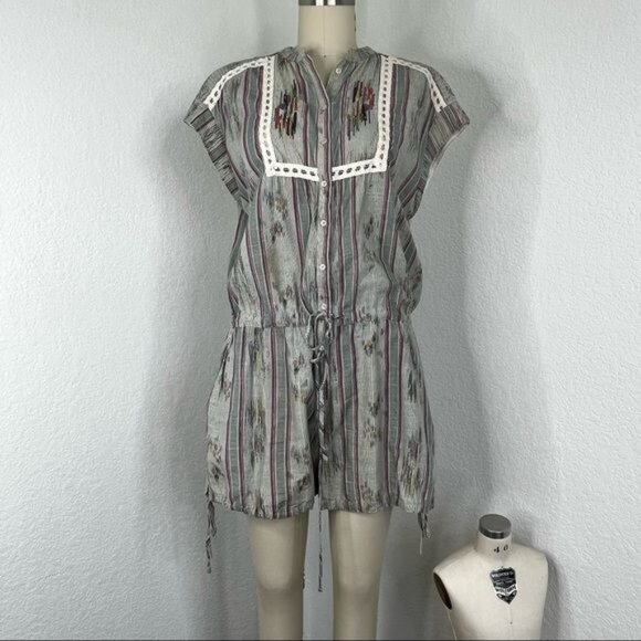 SUNO Ikat SS Runway Romper Lace Bloomers - Picture 2 of 9